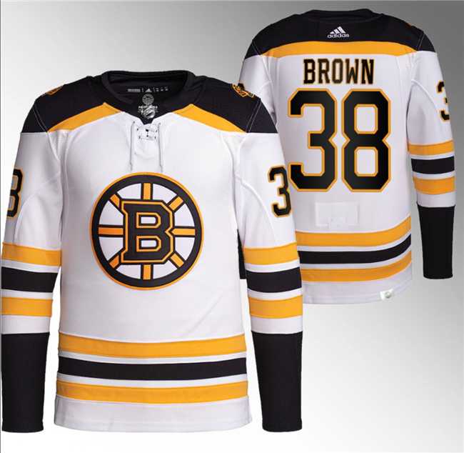 Men%27s Boston Bruins #38 Patrick Brown White Stitched Jersey->boston bruins->NHL Jersey